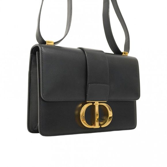 Christian Dior Shoulder Bag Montaigne Leather Black Gold Hardware Women's - Picture 2 of 10